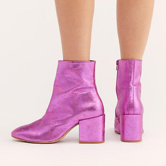Free People Metallic Nicola Heel Bootie Pink - Picture 2 of 7